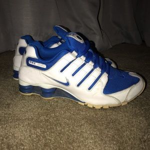 Blue and White Nike Shox
